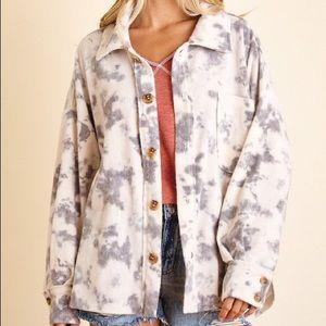 🌪HAZY PRINT BRUSHED KNIT BUTTON DOWN